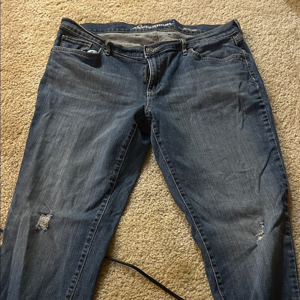 Eddie Bauer Women's Distressed Blue Skinny Jeans